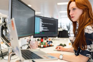 women working at a computer