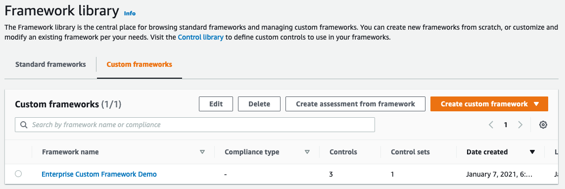 Custom Framework in the Library